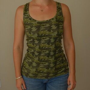 Faded Glory Green Camouflage Tank Top